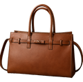 First Venture — Brillè cognac leather work bag, made to order in Tuscany