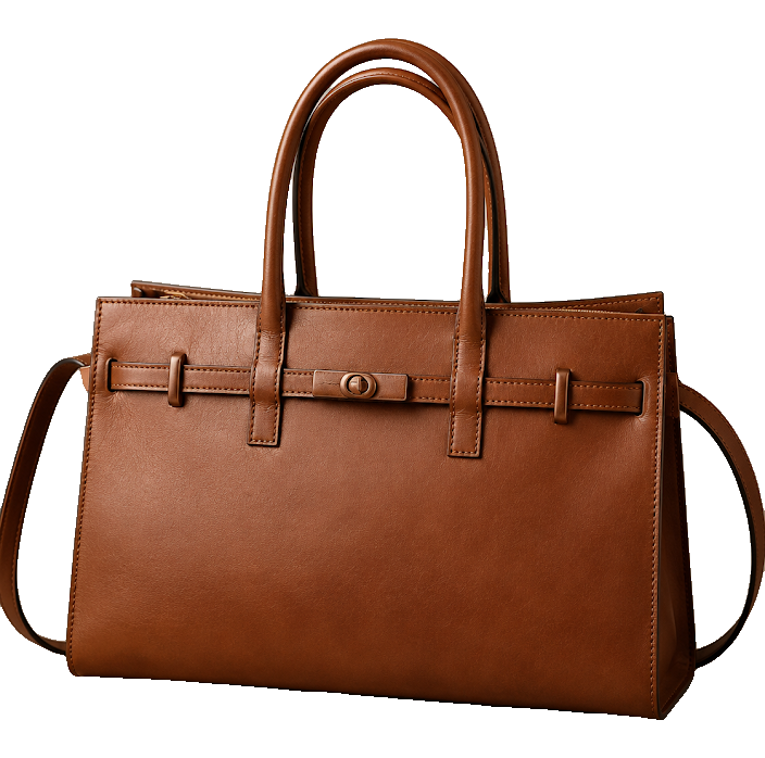First Venture — Brillè cognac leather work bag, made to order in Tuscany